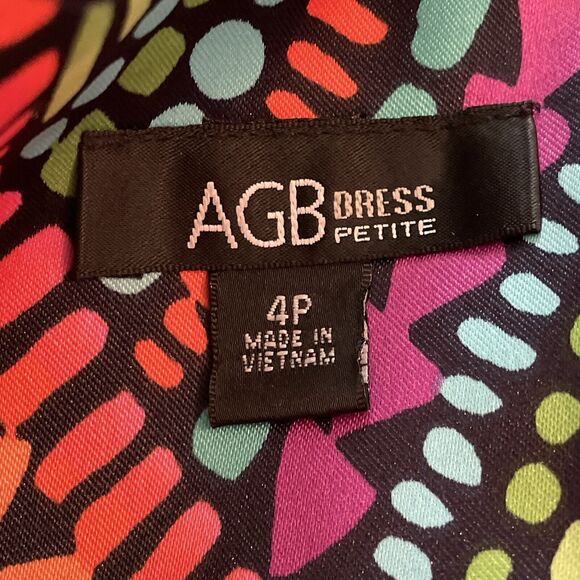 AGB Colorful Floral Geometric Shift Dress Womens Size 4P Groovy - Picture 2 of 12